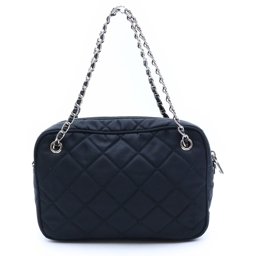 PRADA(プラダ) インプントゥ 2WAY チェーン ショルダーバッグ キルティング ナイロン テスート ブラック 1BH910