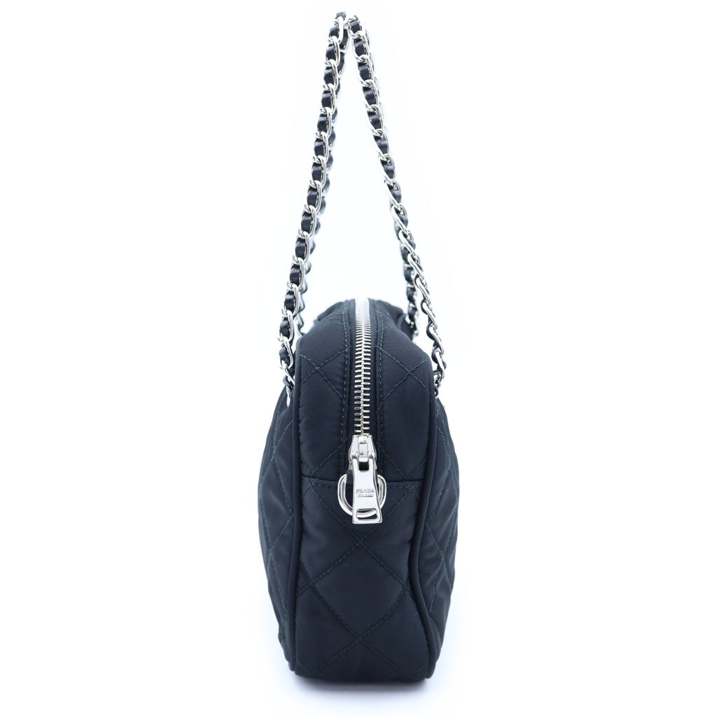 PRADA(プラダ) インプントゥ 2WAY チェーン ショルダーバッグ キルティング ナイロン テスート ブラック 1BH910