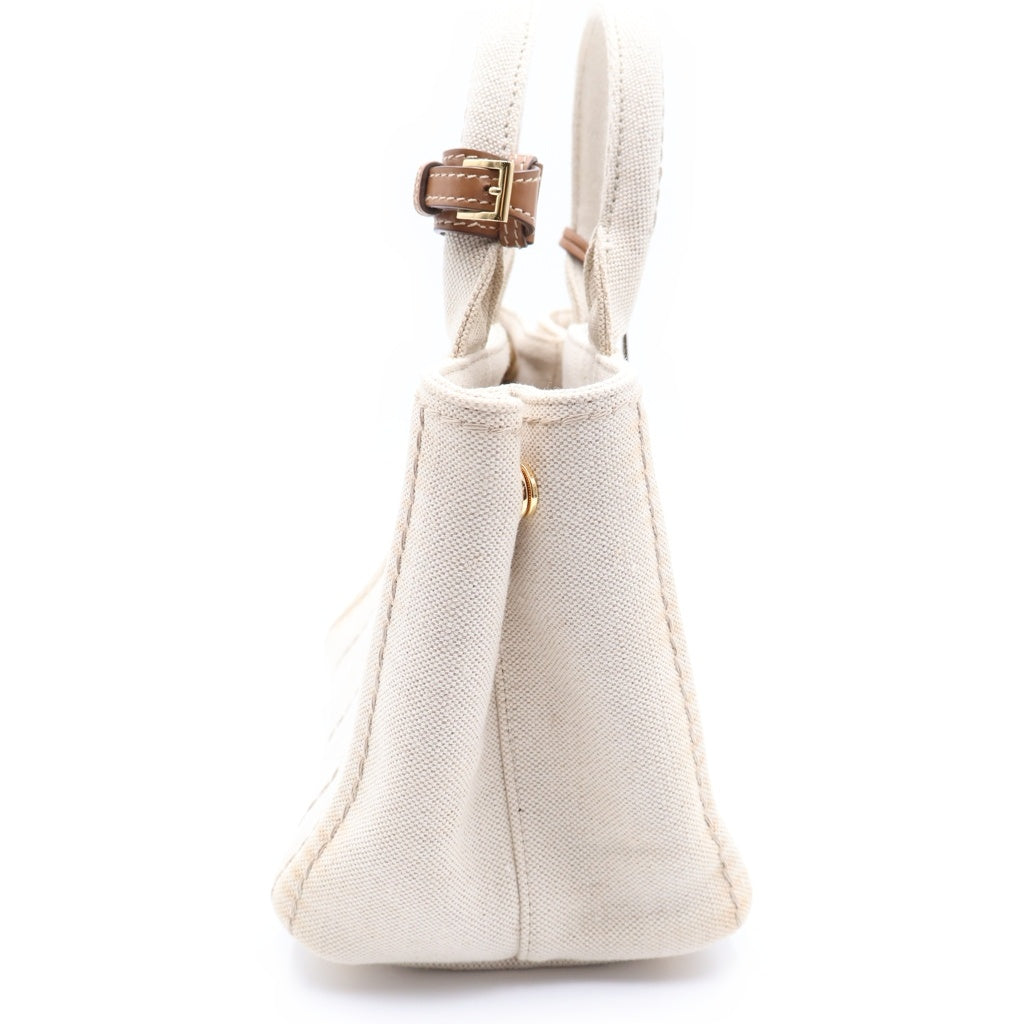 PRADA(プラダ) カナパ リカーモ 2WAYショルダーバッグ ホワイト キャンバス×レザー 1BG464