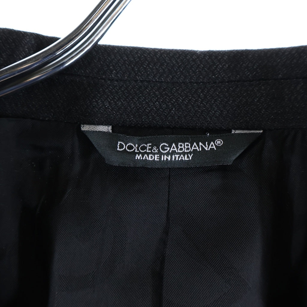 DOLCE & GABBANA(ドルチェアンドガッバーナ) フラップポケット 2B ストライプ テーラードジャケット センタープレス ストレート スラックス パンツ セットアップ ブラック