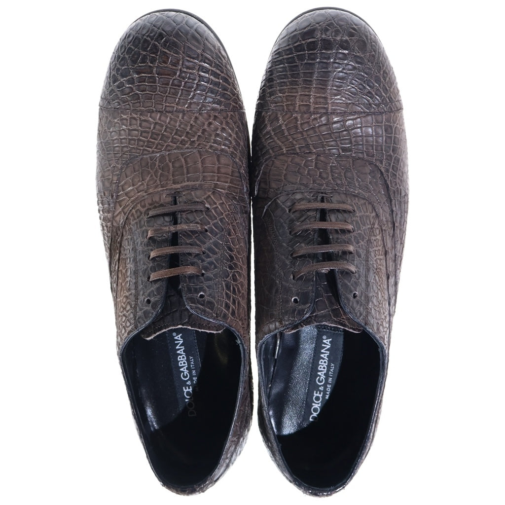 DOLCE & GABBANA(ドルチェアンドガッバーナ) ストレートチップ クロコダイル レザー ドレスアップシューズ ブラウン CA5723