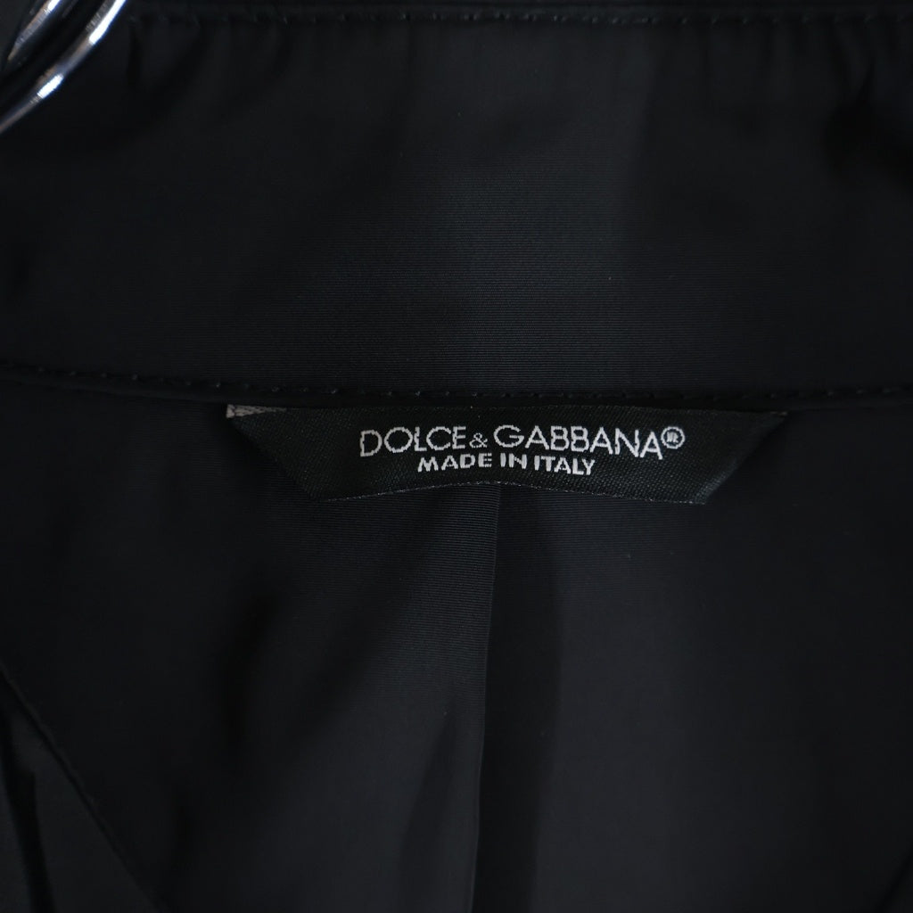DOLCE & GABBANA(ドルチェアンドガッバーナ) フラップポケット ベルトデザイン テーラード ナイロン コート ブラック