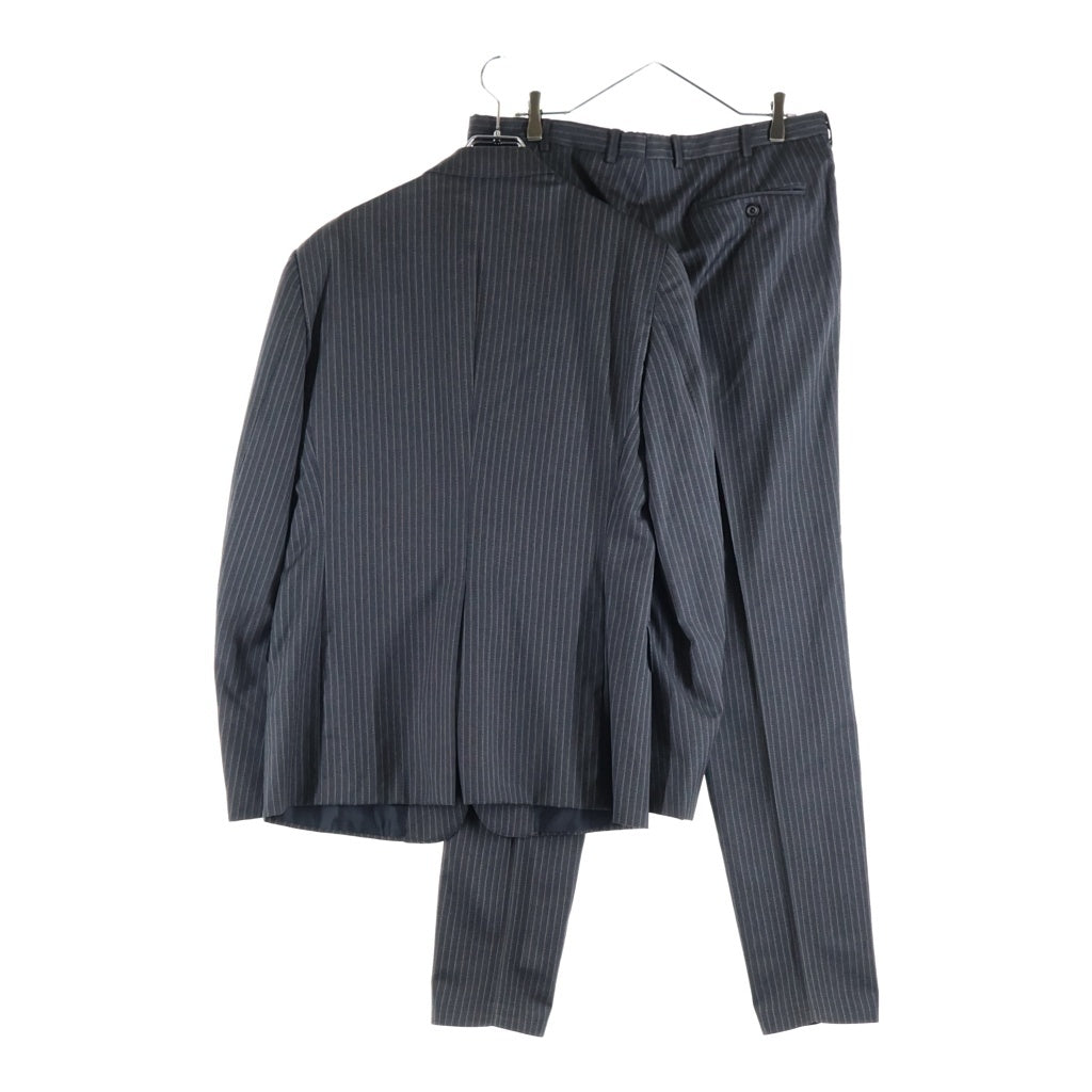 GUCCI(グッチ) フラップポケット ノッチドラペル ストライプ テーラード ジャケット センタープレス ストレート スラックス パンツ セットアップ グレー CTX 75992G