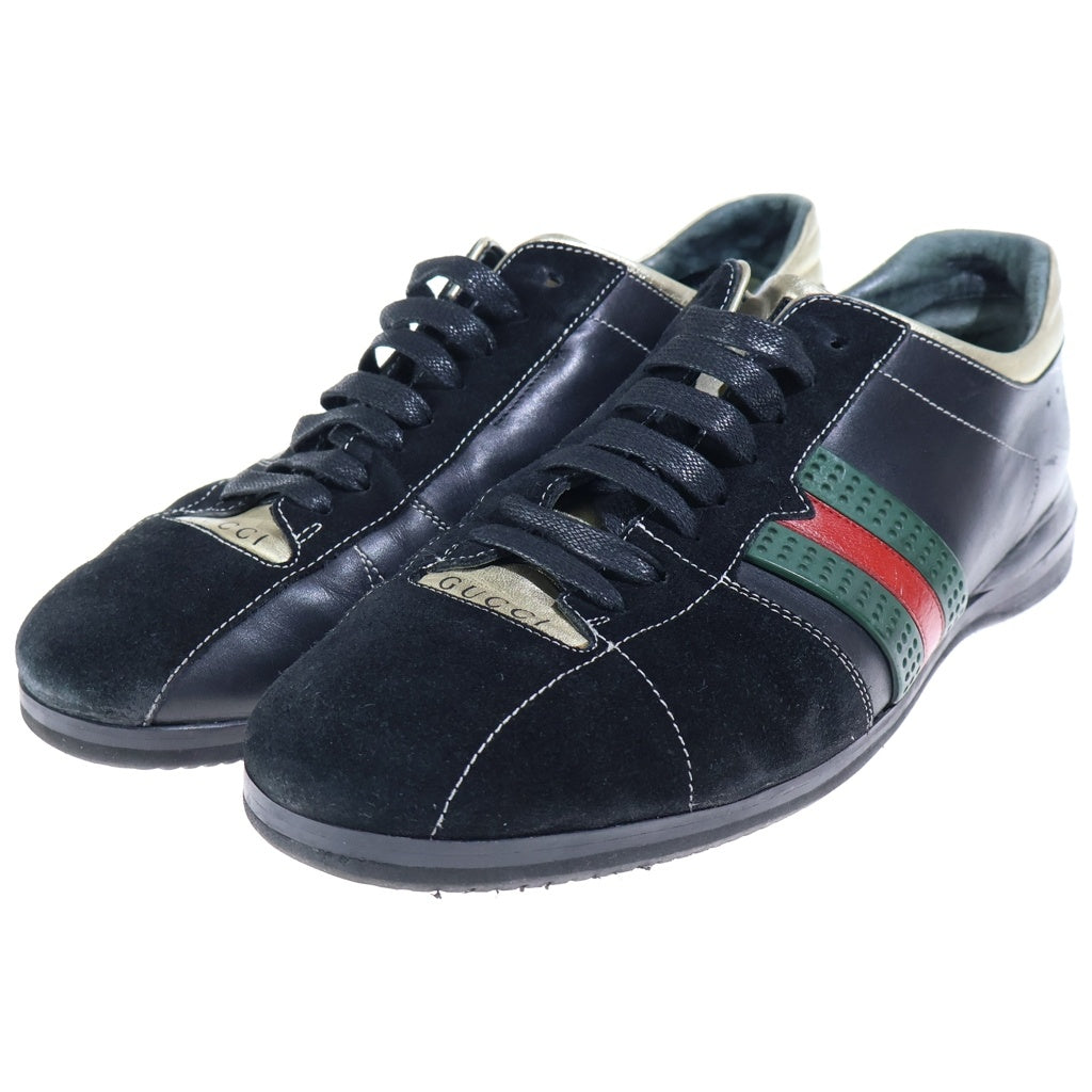 GUCCI(グッチ) ドライビングシューズ シェリーライン スウェード レザー ローカットスニーカー ブラック 162677