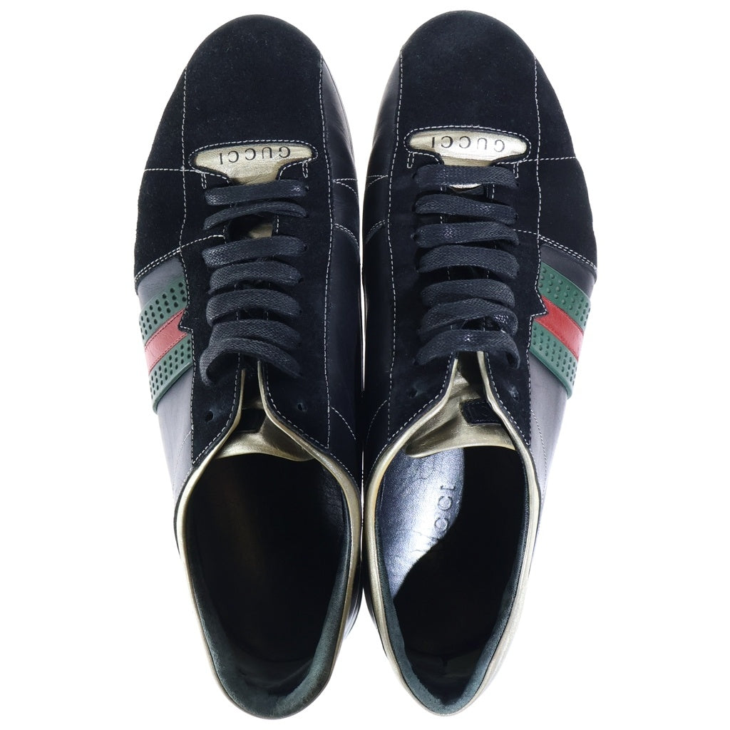 GUCCI(グッチ) ドライビングシューズ シェリーライン スウェード レザー ローカットスニーカー ブラック 162677