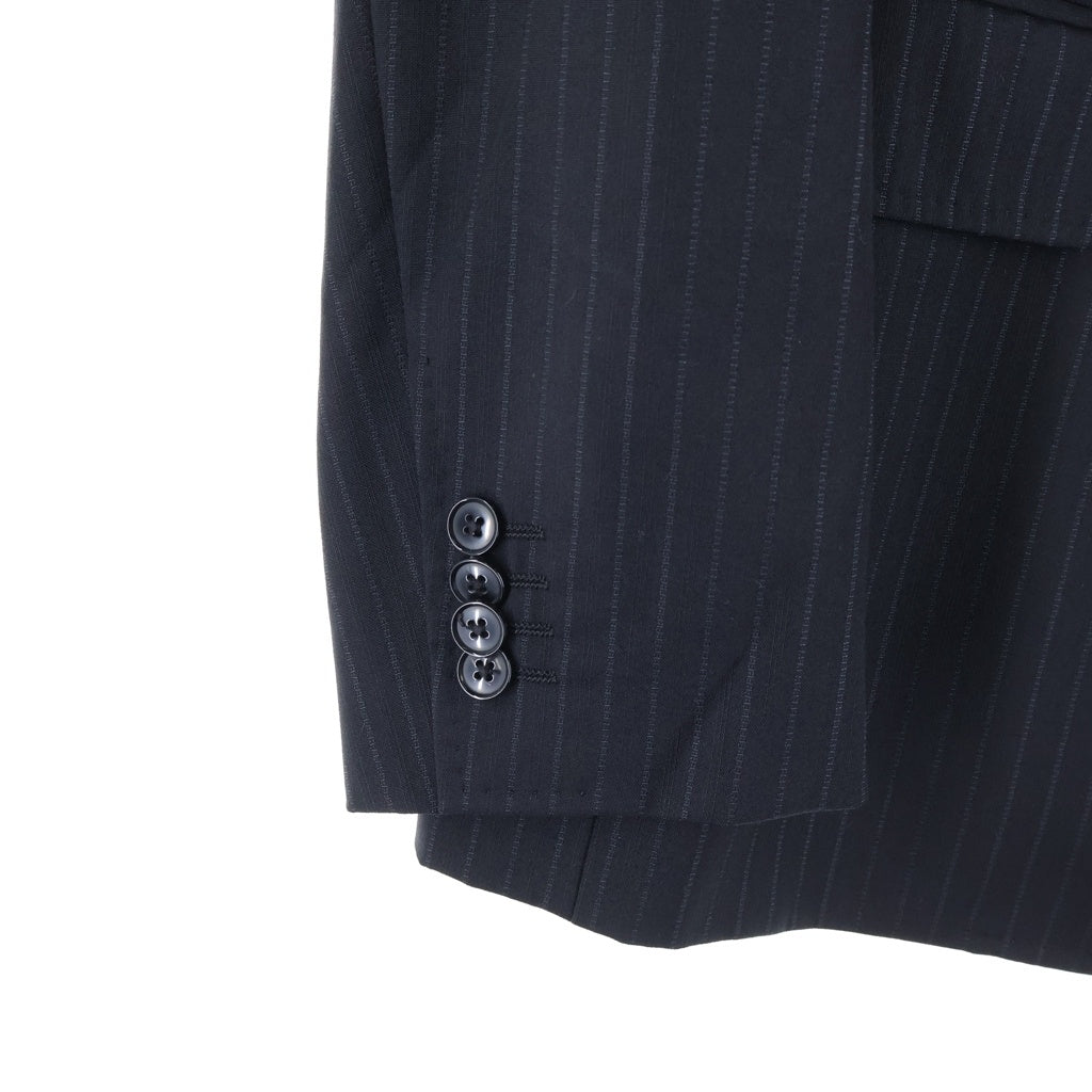 DOLCE & GABBANA(ドルチェアンドガッバーナ) フラップポケット 2B ストライプ テーラードジャケット センタープレス ストレート スラックス パンツ セットアップ ブラック