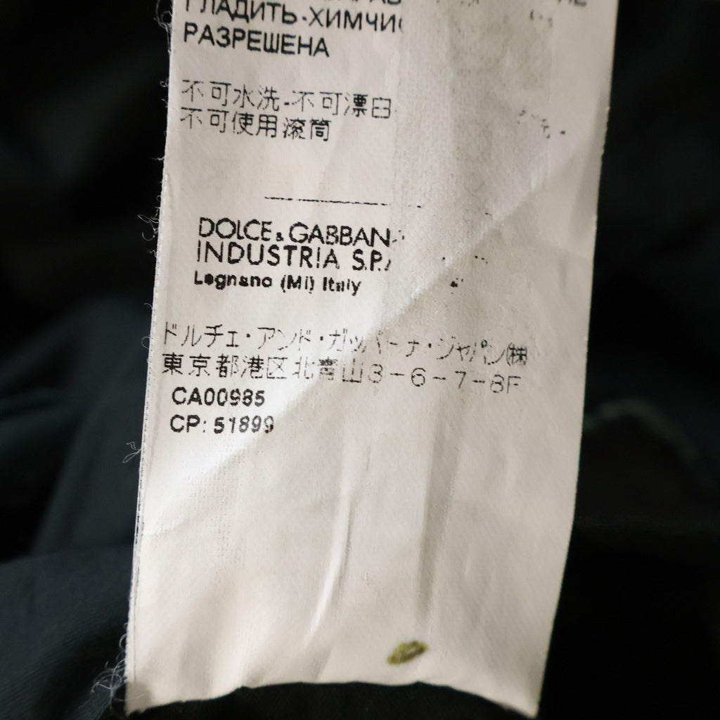 DOLCE & GABBANA(ドルチェアンドガッバーナ) 表地レザー切替 ポケット ドッキングデザイン 2B テーラード レザー ジャケット ブラック G2AA3L