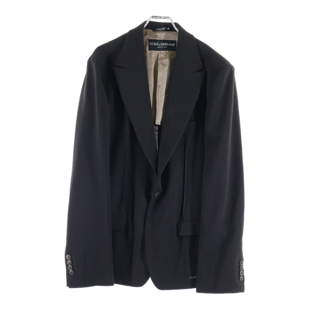 DOLCE & GABBANA(ドルチェアンドガッバーナ) ノッチドラペル フラップポケット テーラードジャケット ブラック G2CP2T
