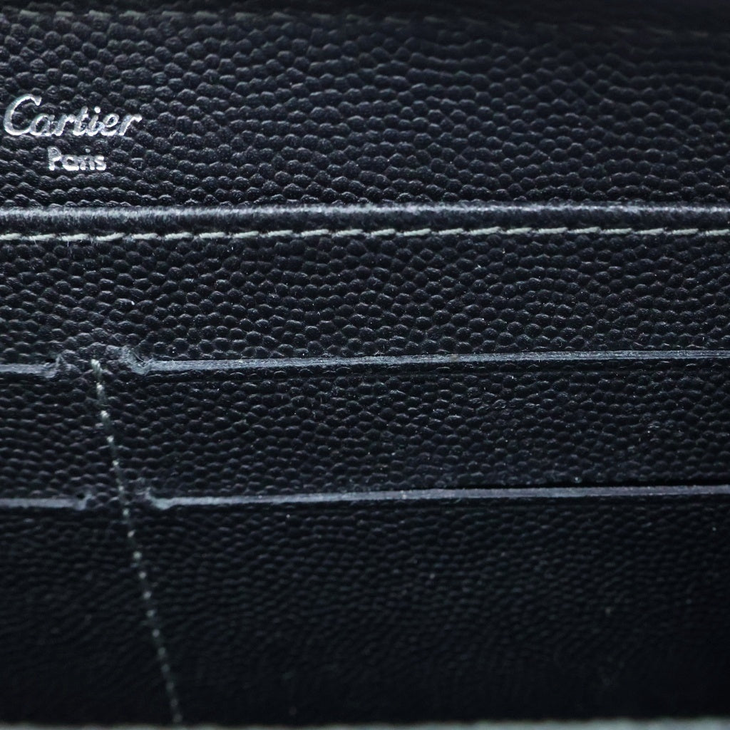 Cartier(カルティエ) サントス ラウンドファスナー 長財布 レザー ブラック