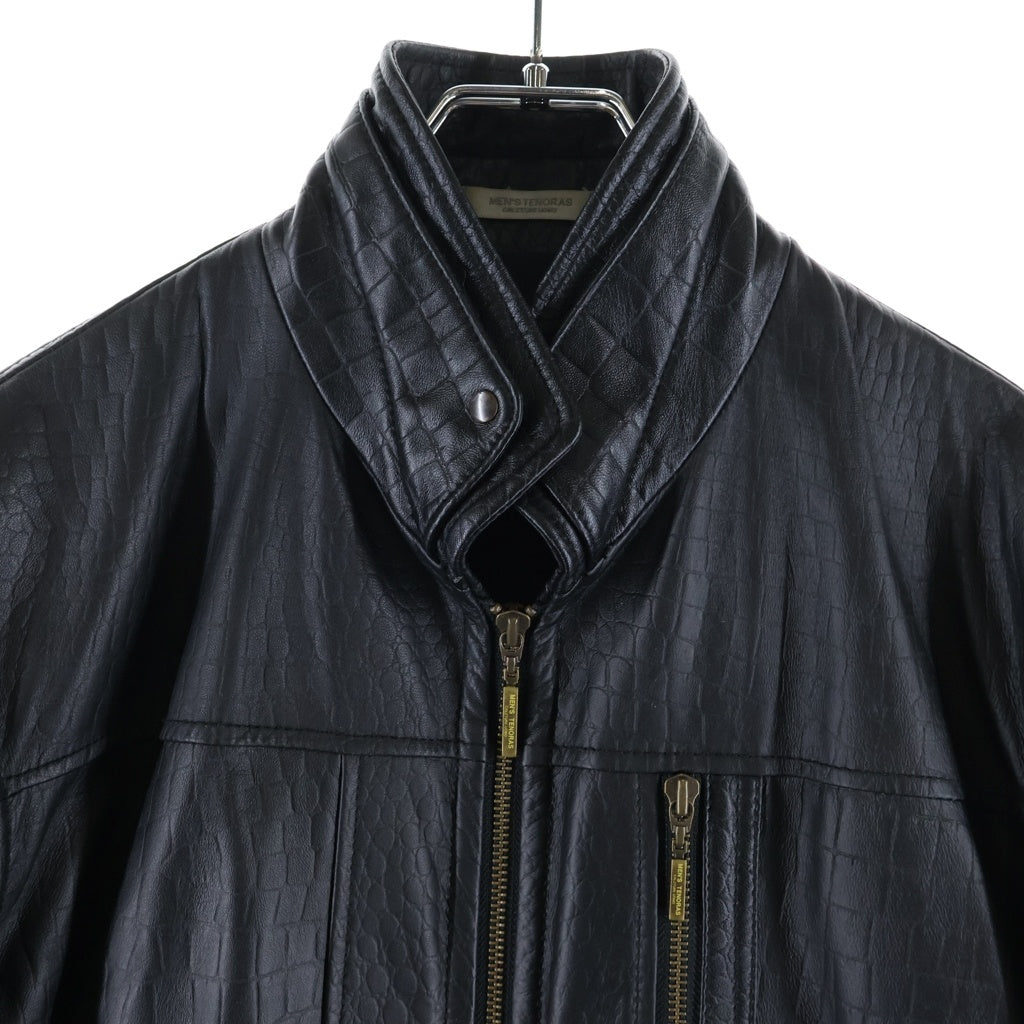 MEN'S TENORAS(メンズティノラス) ジップフライ シングルライダースジャケット ラムスキン レザージャケット ブラック TA-6508