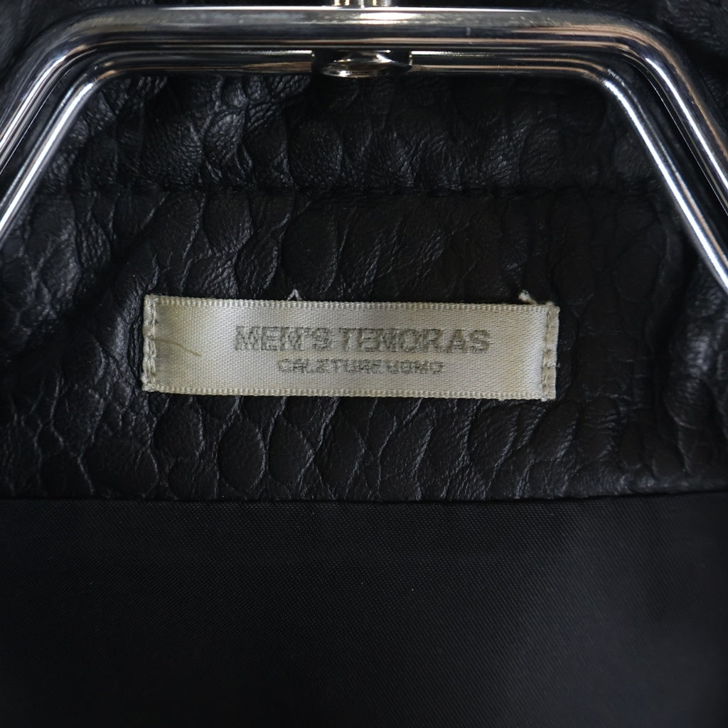 MEN'S TENORAS(メンズティノラス) ジップフライ シングルライダースジャケット ラムスキン レザージャケット ブラック TA-6508