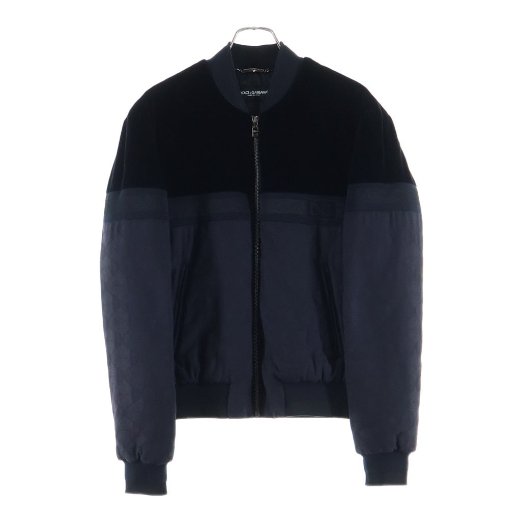 DOLCE & GABBANA(ドルチェアンドガッバーナ) DGDGジャガードモノグラム ベロア切替 ジップアップ ジャケット ブルゾン ブラック G9SY4T