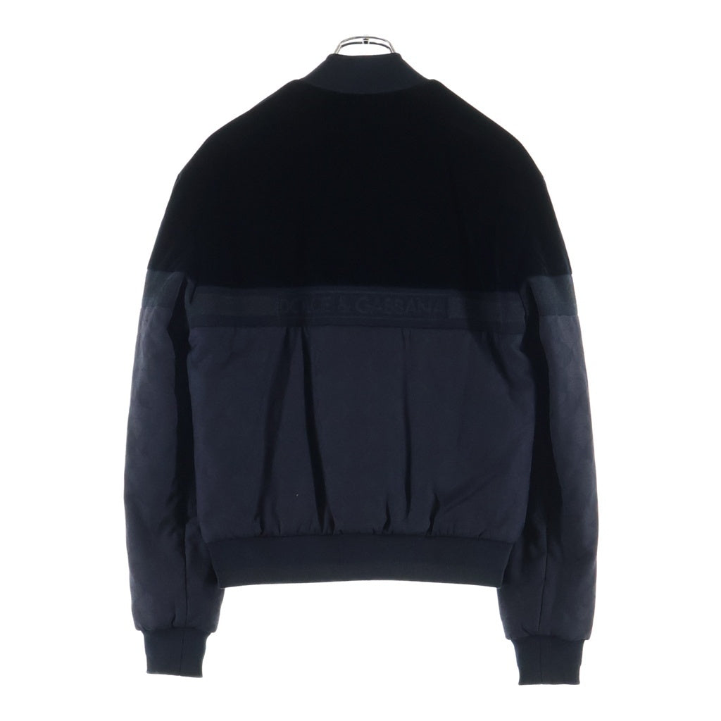 DOLCE & GABBANA(ドルチェアンドガッバーナ) DGDGジャガードモノグラム ベロア切替 ジップアップ ジャケット ブルゾン ブラック G9SY4T