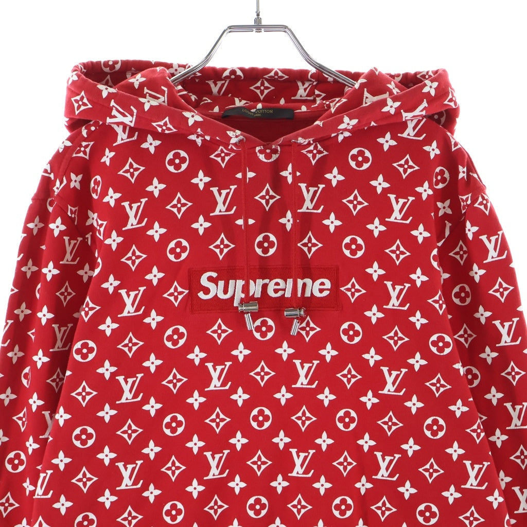 LOUIS VUITTON(ルイヴィトン) ×Supreme Box Logo Hooded Sweatshirt シュプリーム ボックスロゴ モノグラム スウェット プルオーバーパーカー レッド HDY91WJIU