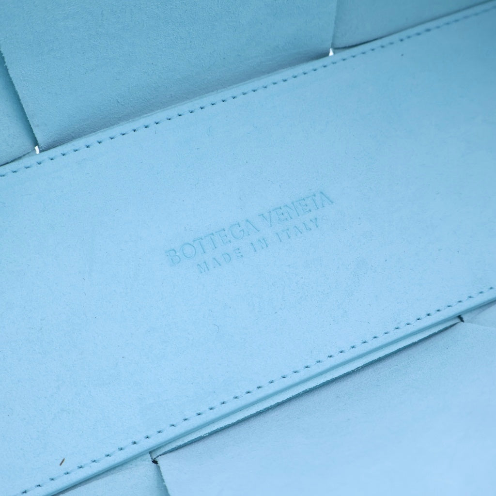 BOTTEGA VENETA(ボッテガヴェネタ) ミニアルコ 2WAYトートバッグ ショルダーバッグ ハンドバッグ ライトブルー レザー ゴールド金具