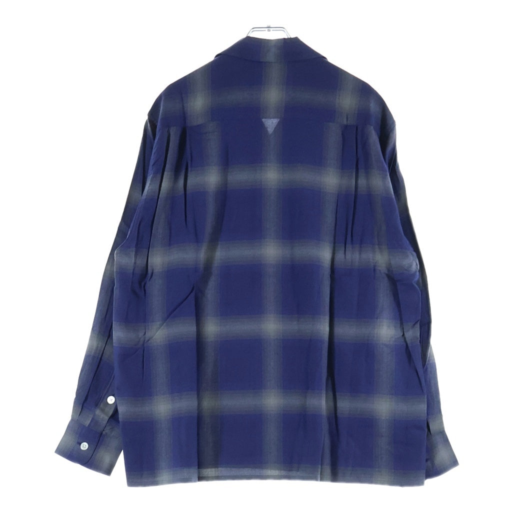 WACKO MARIA(ワコマリア) 23SS OMBRE CHECK OPEN COLLAR SHIRT L/S オンブレ チェック オープン カラー シャツ エルエス ブルー 23SS-WNS-OC10