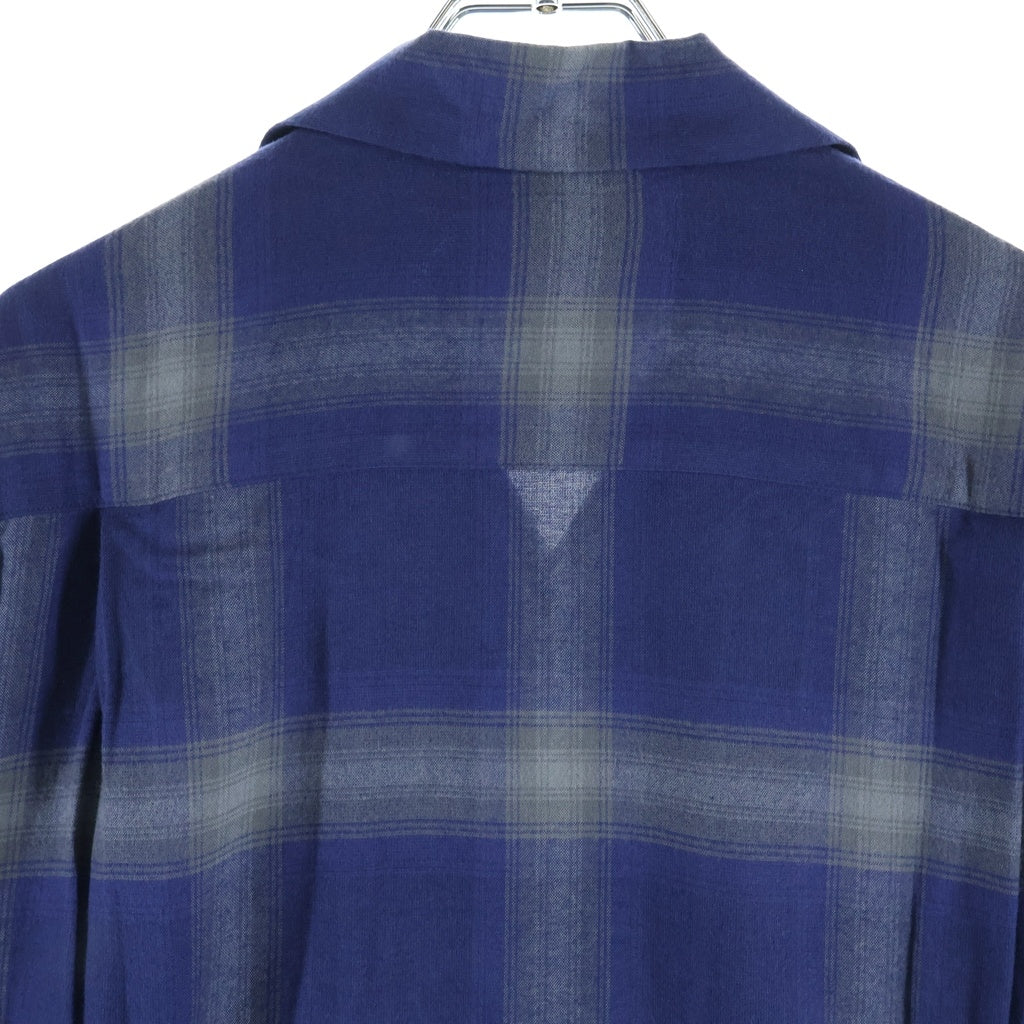 WACKO MARIA(ワコマリア) 23SS OMBRE CHECK OPEN COLLAR SHIRT L/S オンブレ チェック オープン カラー シャツ エルエス ブルー 23SS-WNS-OC10