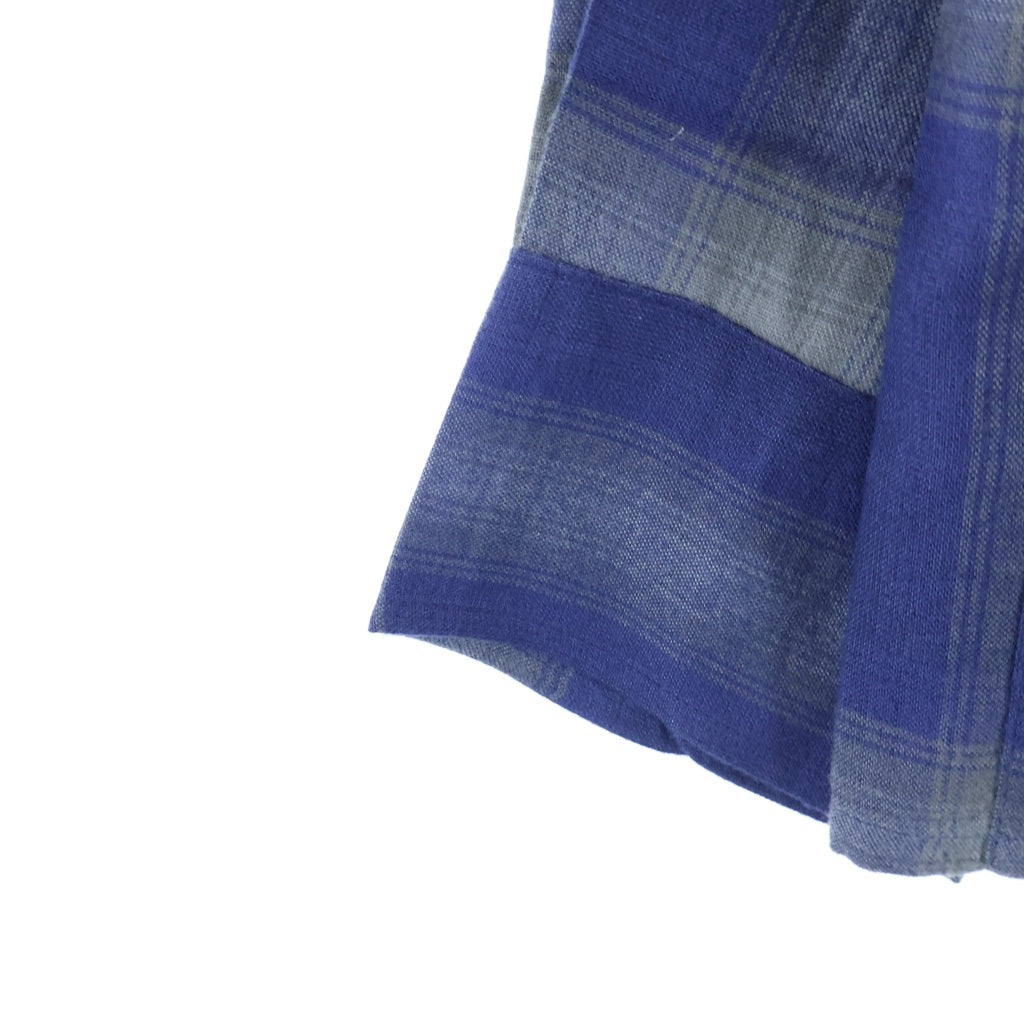 WACKO MARIA(ワコマリア) 23SS OMBRE CHECK OPEN COLLAR SHIRT L/S オンブレ チェック オープン カラー シャツ エルエス ブルー 23SS-WNS-OC10