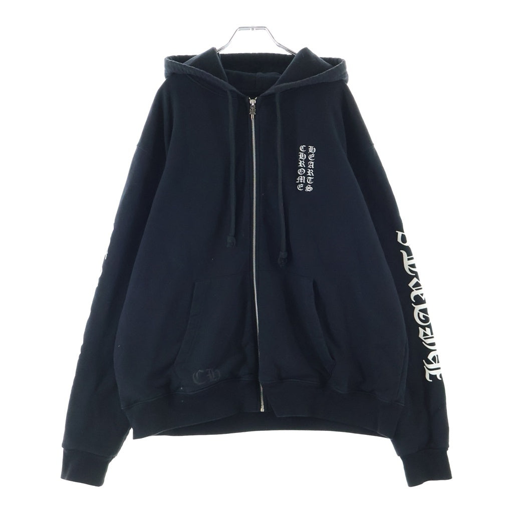 CHROME HEARTS(クロムハーツ) Vertical Logo Fleece Zip Up Hoodie バーティカル・ロゴ・フリース・ジップアップ・フーディー ブラック