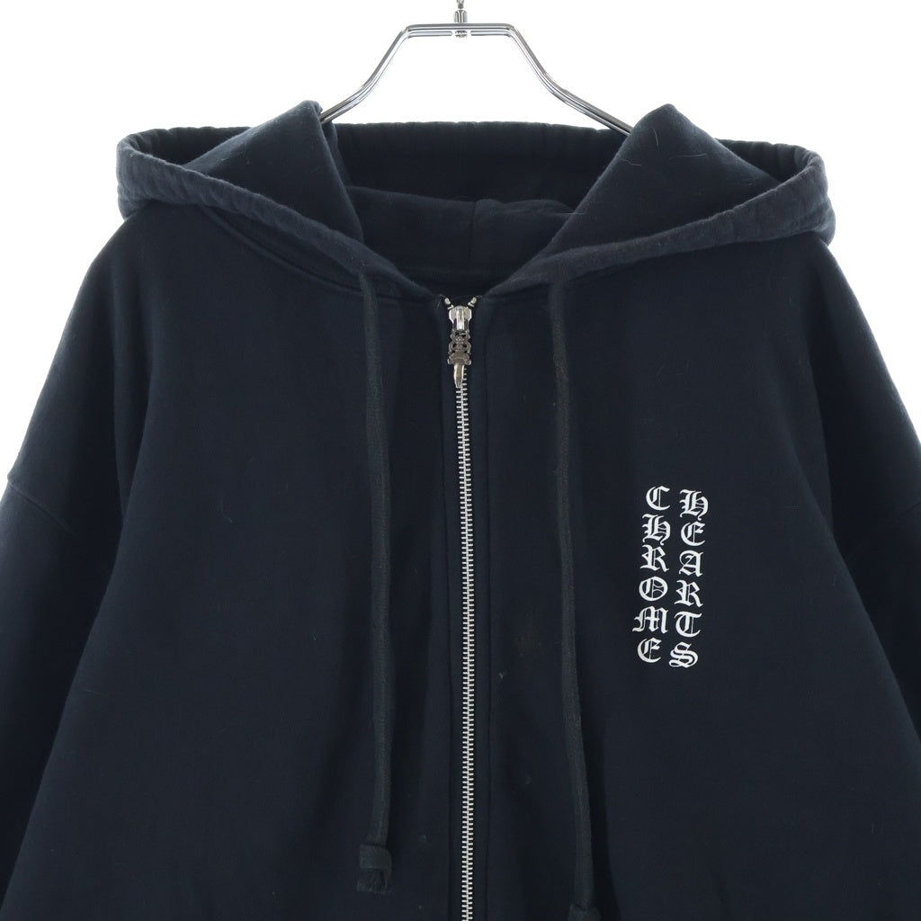CHROME HEARTS(クロムハーツ) Vertical Logo Fleece Zip Up Hoodie バーティカル・ロゴ・フリース・ジップアップ・フーディー ブラック