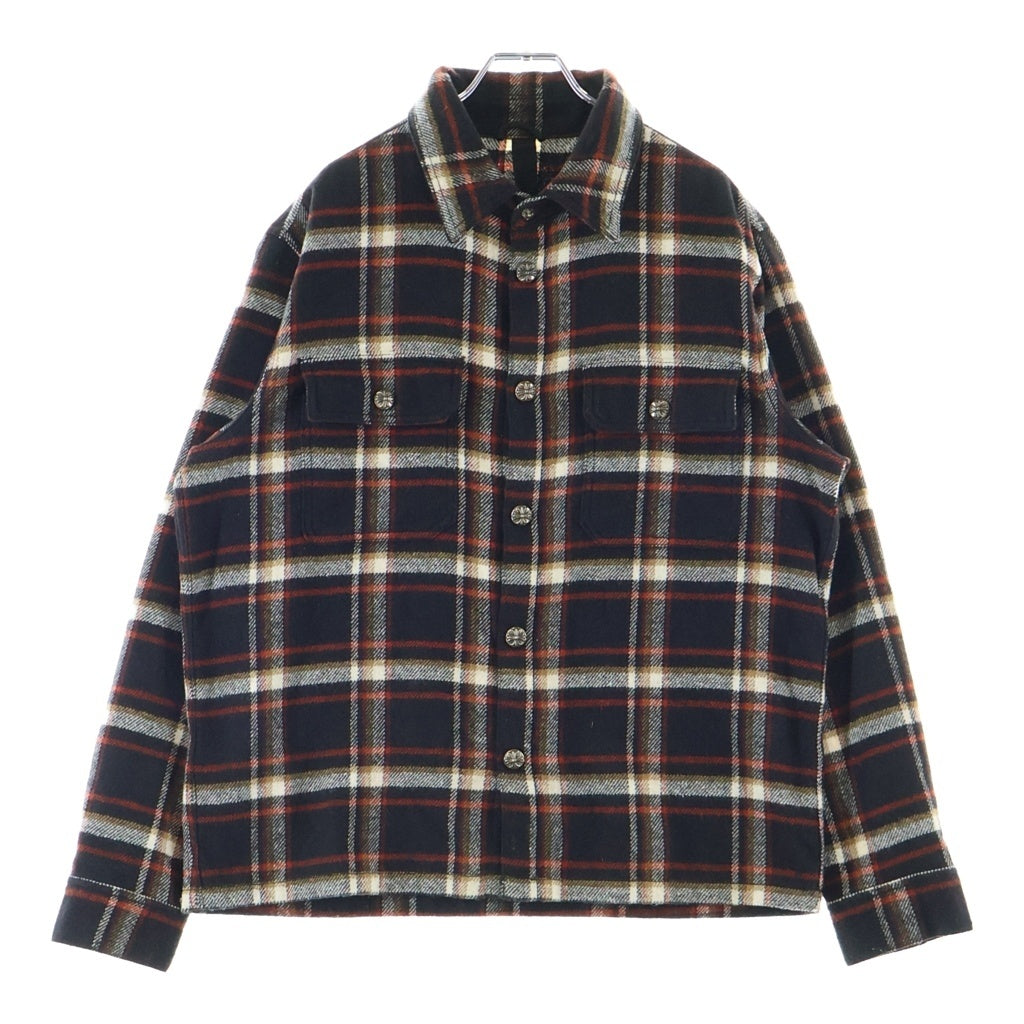 CHROME HEARTS(クロムハーツ) Y NOT WORK DOG ワークドッグ クロスボタンチェック柄フランネルシャツ ブラック/レッド