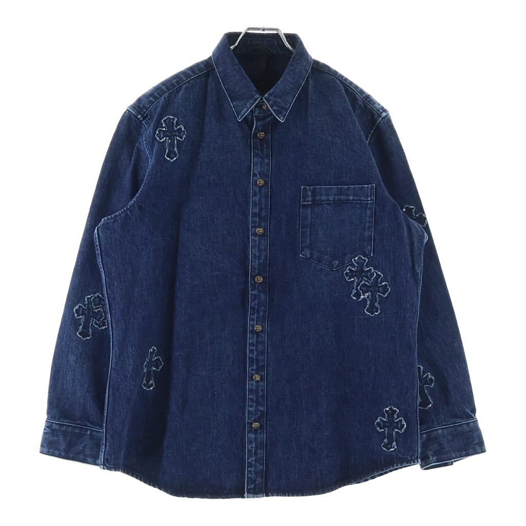 CHROME HEARTS(クロムハーツ) LOOSEENDS FBRC ルーズエンド デニム クロスパッチ クロスボールボタンデニム長袖シャツ インディゴ