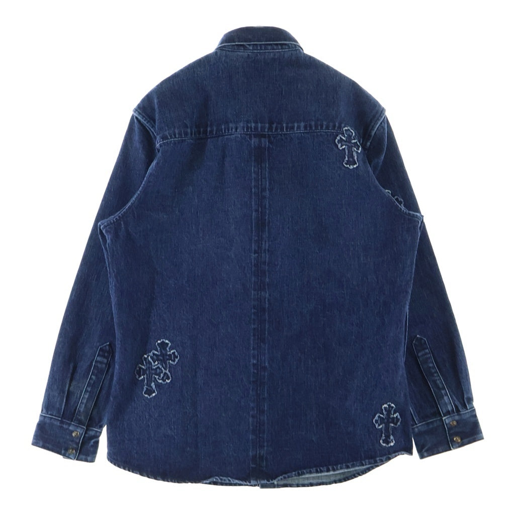 CHROME HEARTS(クロムハーツ) LOOSEENDS FBRC ルーズエンド デニム クロスパッチ クロスボールボタンデニム長袖シャツ インディゴ