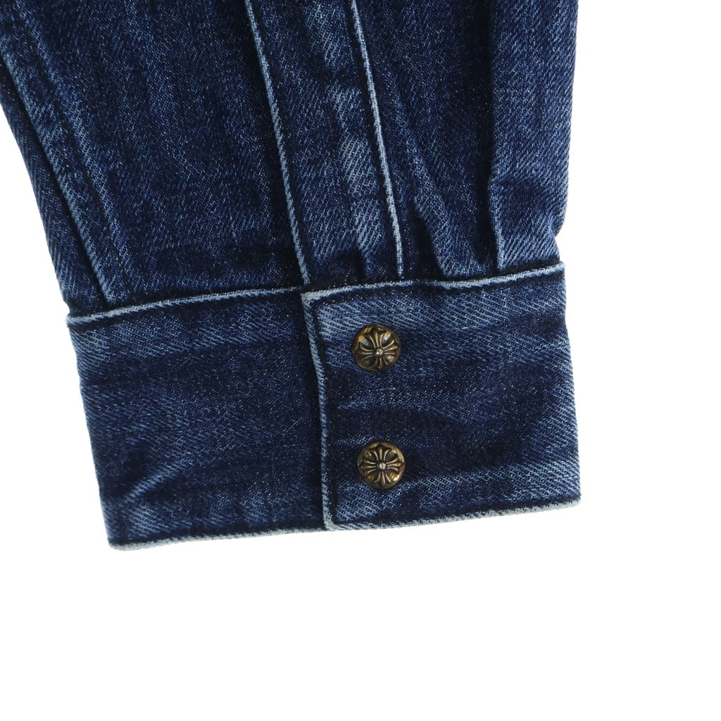 CHROME HEARTS(クロムハーツ) LOOSEENDS FBRC ルーズエンド デニム クロスパッチ クロスボールボタンデニム長袖シャツ インディゴ