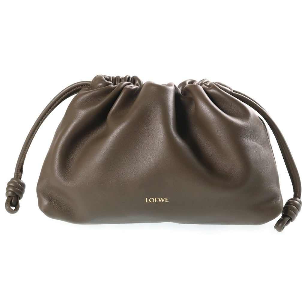 LOEWE(ロエベ) フラメンコ ミディアム ドローストリング レザー 2WAY ハンド ショルダーバッグ カーキ レディース