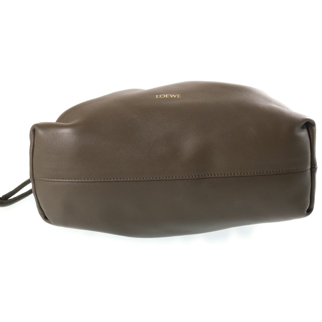 LOEWE(ロエベ) フラメンコ ミディアム ドローストリング レザー 2WAY ハンド ショルダーバッグ カーキ レディース