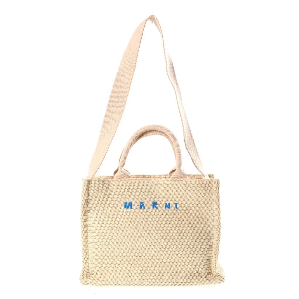 MARNI(マルニ) ラフィア スモール トートバッグ ショルダーバッグ ベージュ レディース SHMP0077U0
