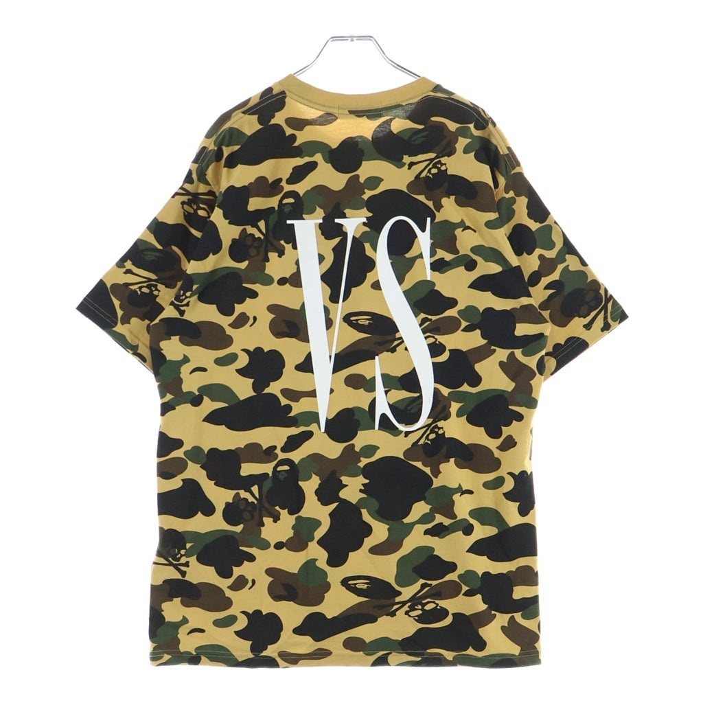 A BATHING APE(アベイシングエイプ) ×MASTERMIND JAPAN マスターマインド ロゴプリント 総柄カモフラージュデザイン クルーネック 半袖Tシャツ カットソー ブラウン 001CSG231915X