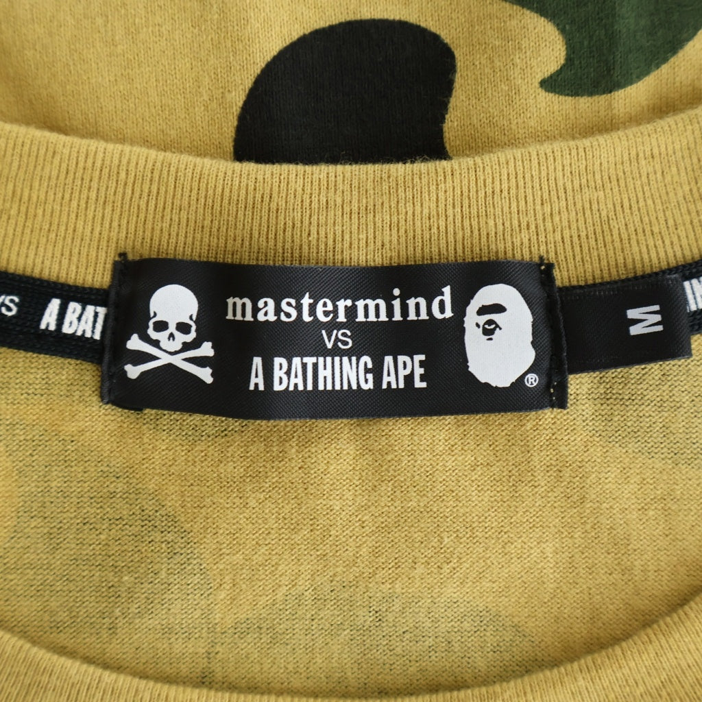 A BATHING APE(アベイシングエイプ) ×MASTERMIND JAPAN マスターマインド ロゴプリント 総柄カモフラージュデザイン クルーネック 半袖Tシャツ カットソー ブラウン 001CSG231915X