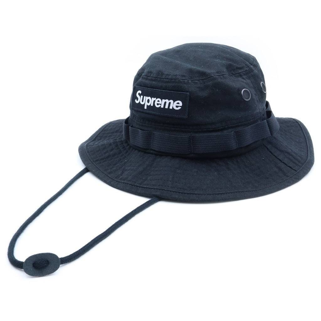 SUPREME(シュプリーム) 24SS Washed Canvas Boonie ボックスロゴデザイン ウォッシュドキャンバス ブー二ー バケットハット ブラック