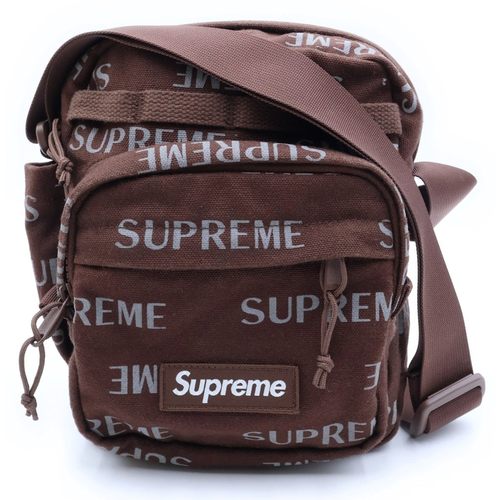 SUPREME(シュプリーム) 26AW Shoulder Bag 総柄ロゴデザイン マルチポケット ウエスト ショルダーバッグ ブラウン レディース