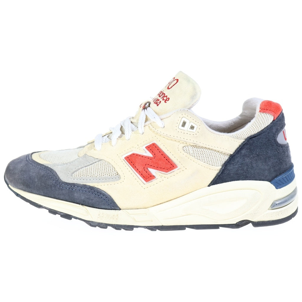 New Balance(ニューバランス) 990V2 異素材ドッキング ローカットスニーカー ホワイト/ネイビー US8.5/26.5cm M990TA2