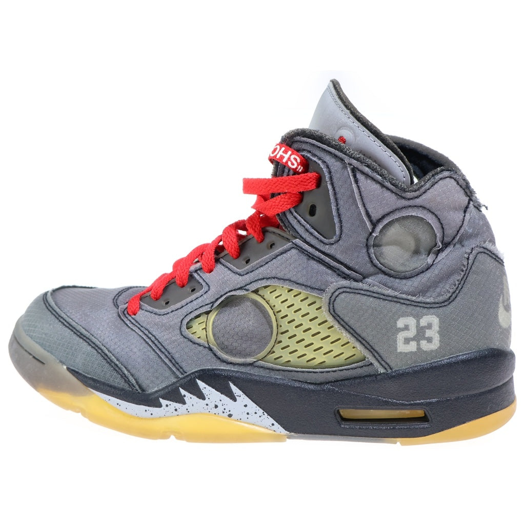 NIKE(ナイキ) ×OFF-WHITE AIR JORDAN 5 CT8480-001 オフホワイト エアジョーダン5 モスリン ハイカットスニーカー ブラック US9/27cm