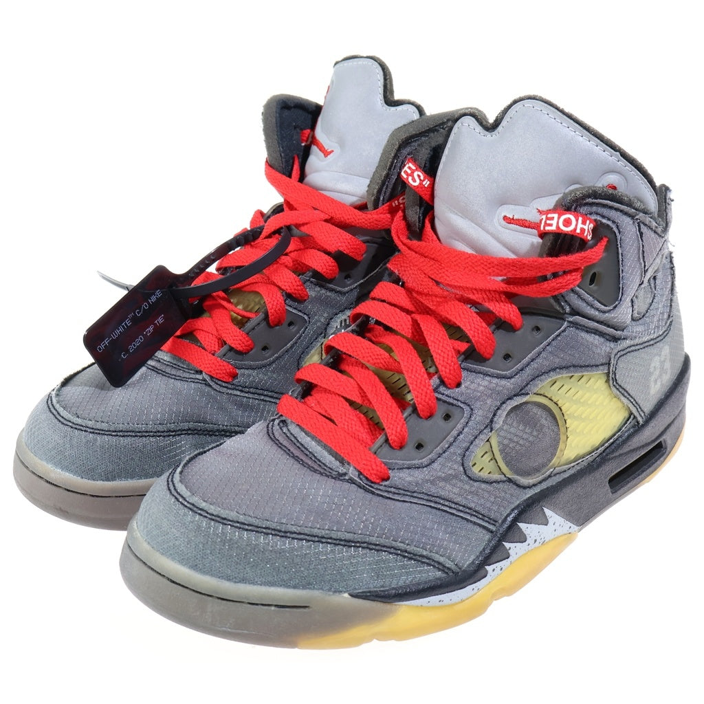 NIKE(ナイキ) ×OFF-WHITE AIR JORDAN 5 CT8480-001 オフホワイト エアジョーダン5 モスリン ハイカットスニーカー ブラック US9/27cm