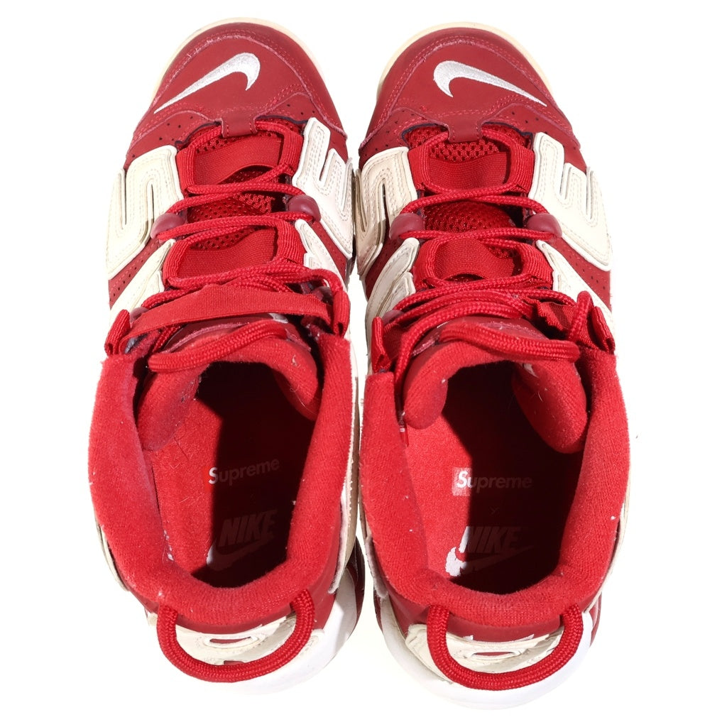 NIKE(ナイキ) ×SUPREME AIR MORE UPTEMPO 902290-600 シュプリーム エアモアアップテンポ モアテン ハイカットスニーカー レッド/ホワイト US9/27cm