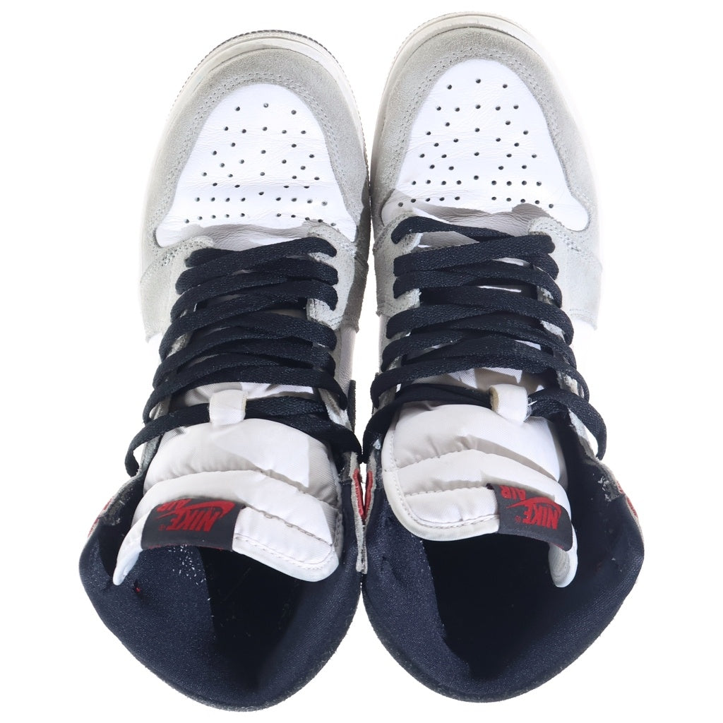 NIKE(ナイキ) AIR JORDAN 1 HIGH OG Light Smoke Grey 555088-126 エアジョーダン1 ハイ ライトスモークグレー ハイカットスニーカーシューズ グレー/レッド US9/27cm