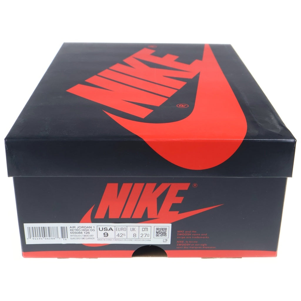 NIKE(ナイキ) AIR JORDAN 1 HIGH OG Light Smoke Grey 555088-126 エアジョーダン1 ハイ ライトスモークグレー ハイカットスニーカーシューズ グレー/レッド US9/27cm