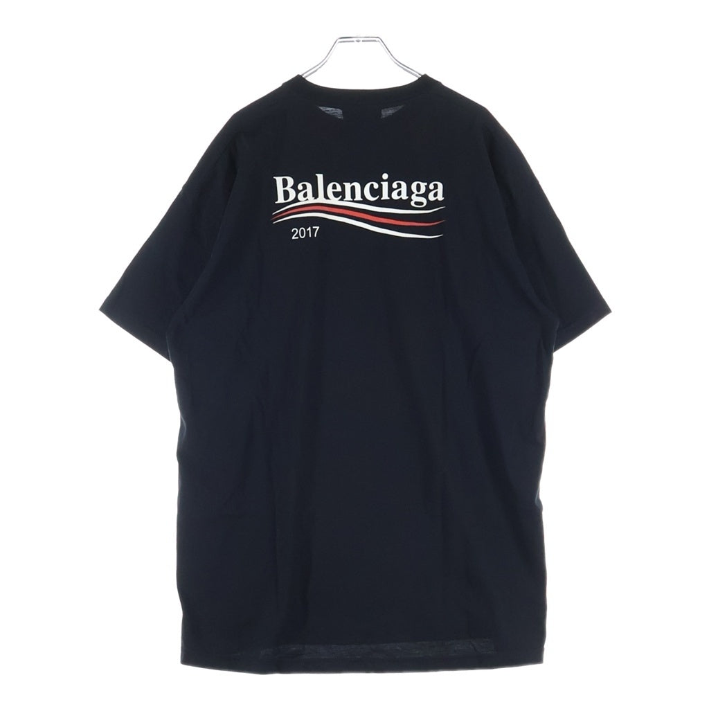 BALENCIAGA(バレンシアガ) 17AW キャンペーンロゴプリント クルーネック 半袖Tシャツ カットソー ブラック 486032 TWK28