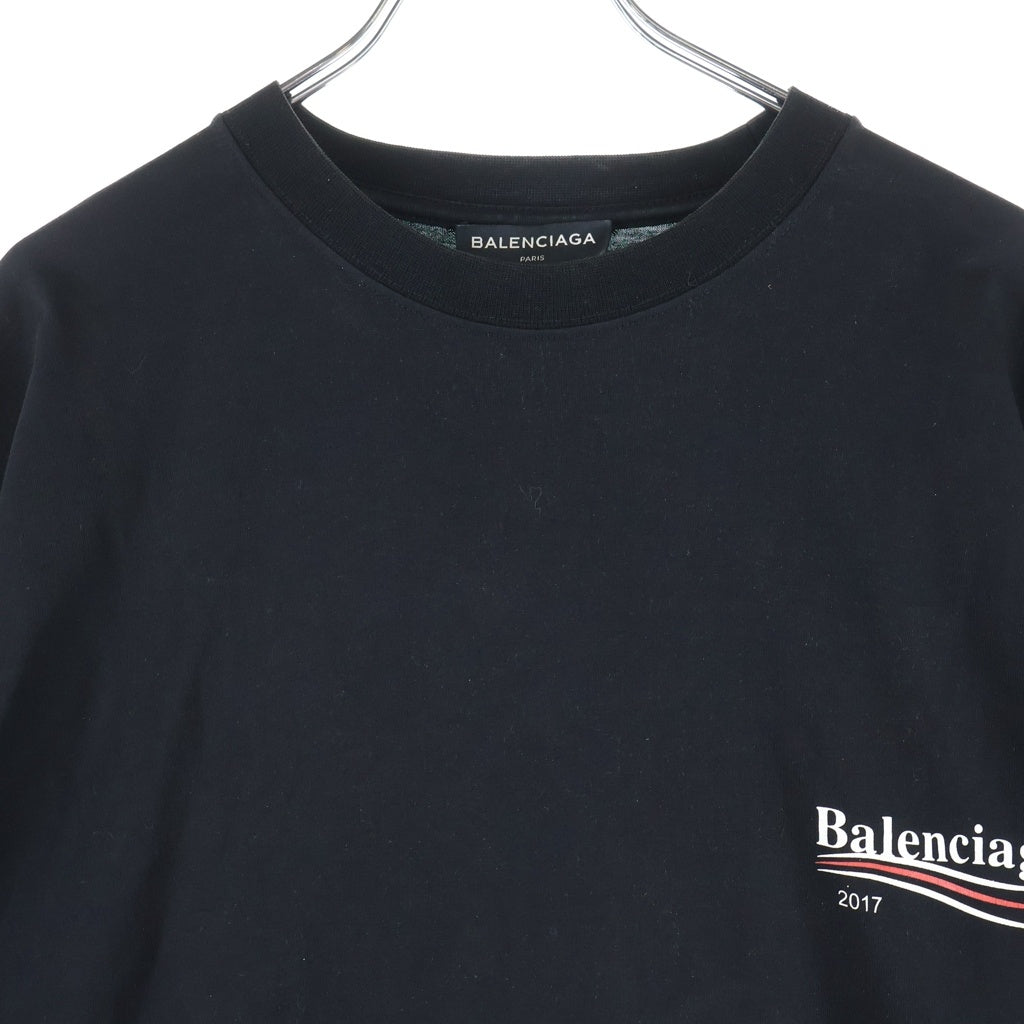 BALENCIAGA(バレンシアガ) 17AW キャンペーンロゴプリント クルーネック 半袖Tシャツ カットソー ブラック 486032 TWK28