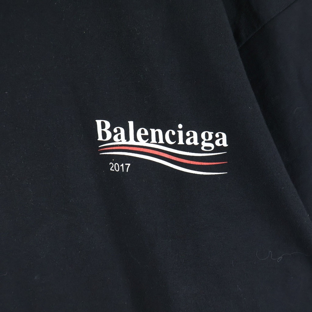 BALENCIAGA(バレンシアガ) 17AW キャンペーンロゴプリント クルーネック 半袖Tシャツ カットソー ブラック 486032 TWK28