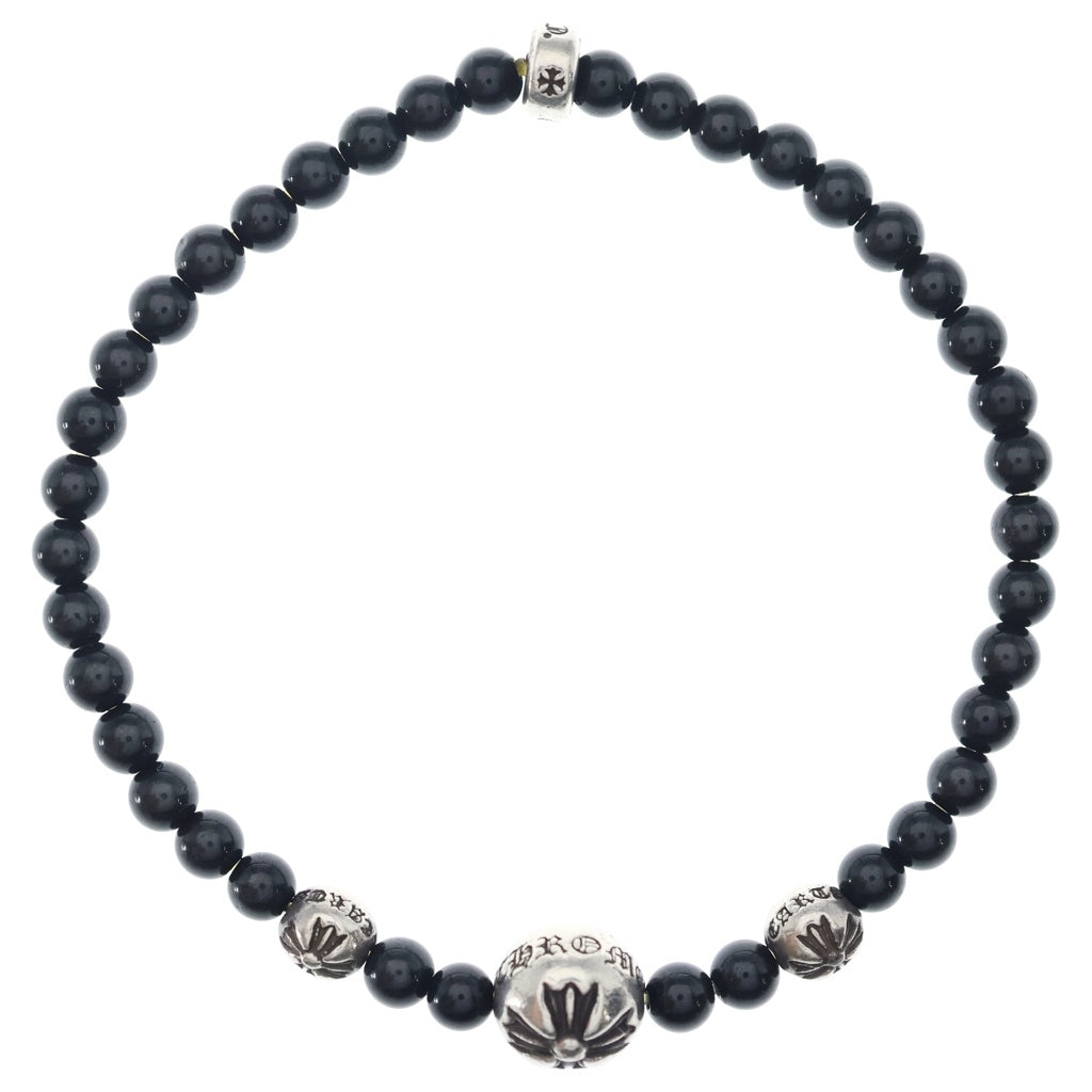 CHROME HEARTS(クロムハーツ) BEAD BRACELET 4mm ビーズブレスレット ブラックビーズブレスレット ブラック/シルバー