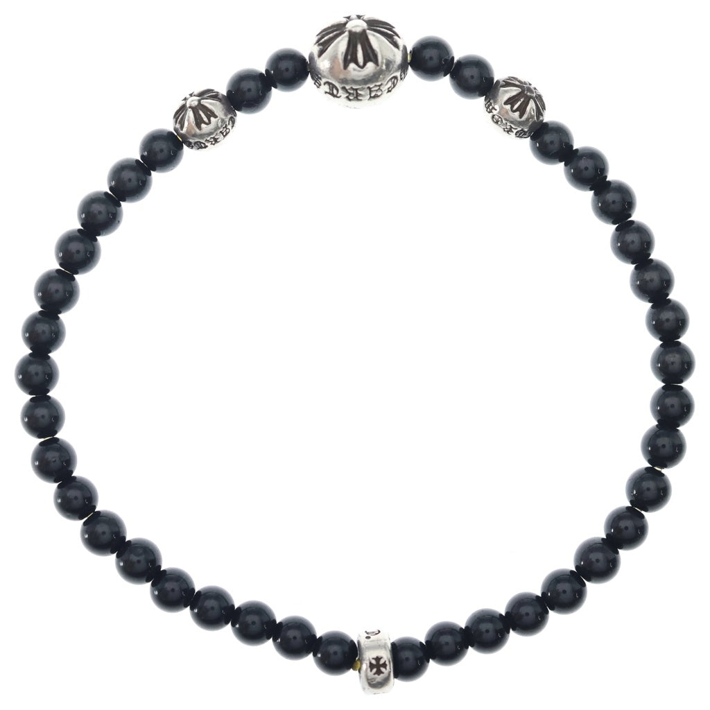 CHROME HEARTS(クロムハーツ) BEAD BRACELET 4mm ビーズブレスレット ブラックビーズブレスレット ブラック/シルバー