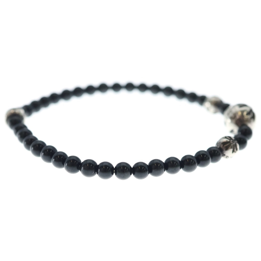 CHROME HEARTS(クロムハーツ) BEAD BRACELET 4mm ビーズブレスレット ブラックビーズブレスレット ブラック/シルバー