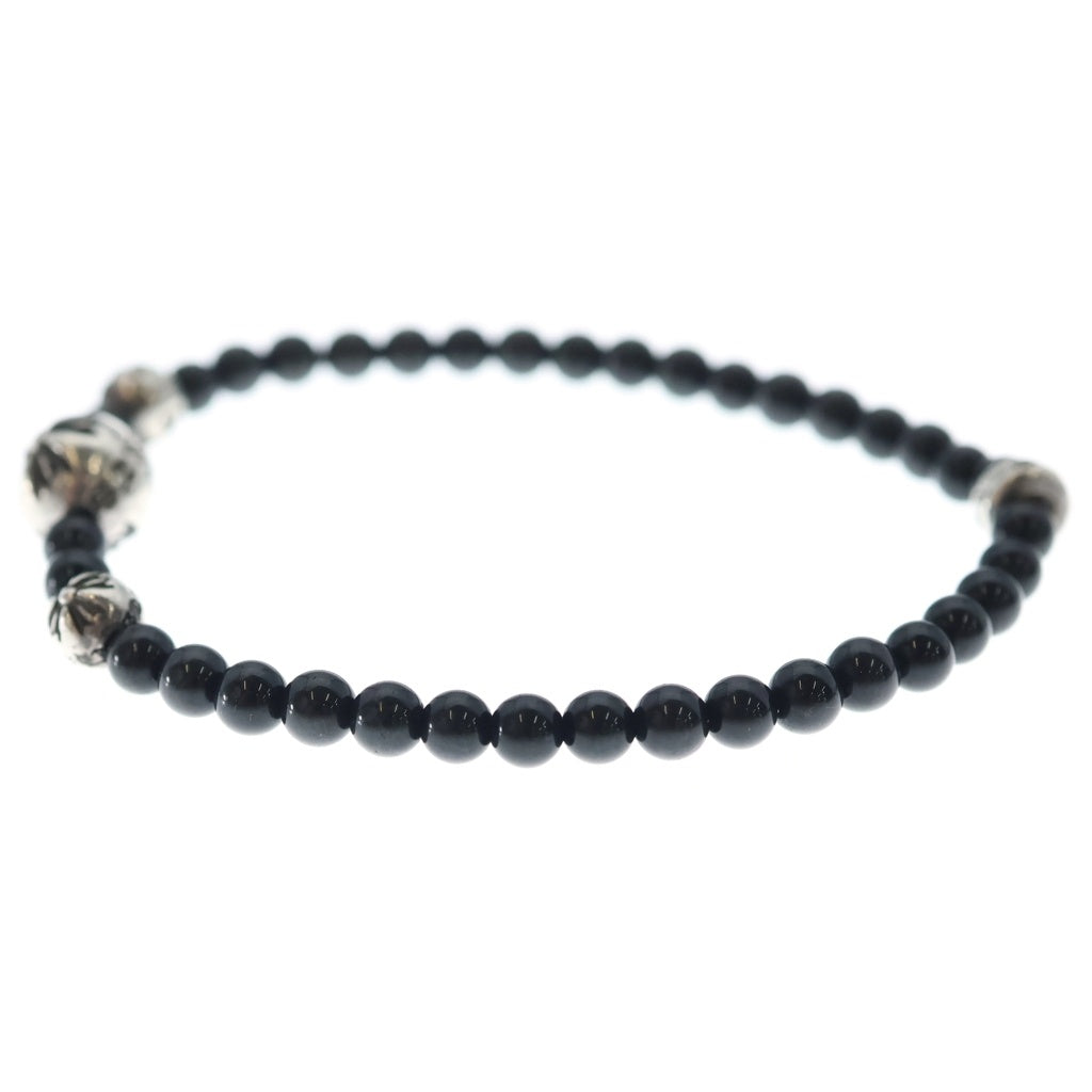 CHROME HEARTS(クロムハーツ) BEAD BRACELET 4mm ビーズブレスレット ブラックビーズブレスレット ブラック/シルバー