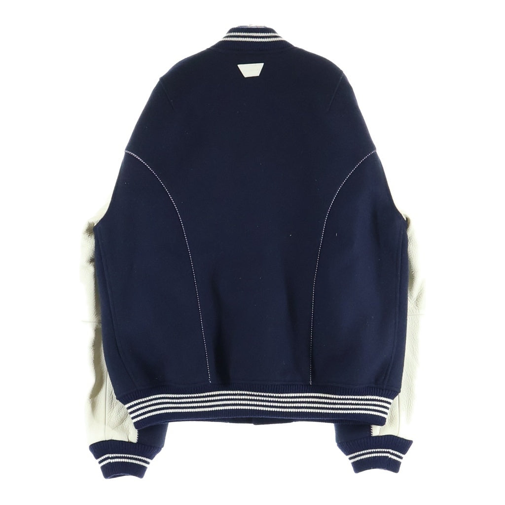 FORSOMEONE(フォーサムワン) スタジャン 袖レザー ウール 裏地ナイロン ネイビー 78000612