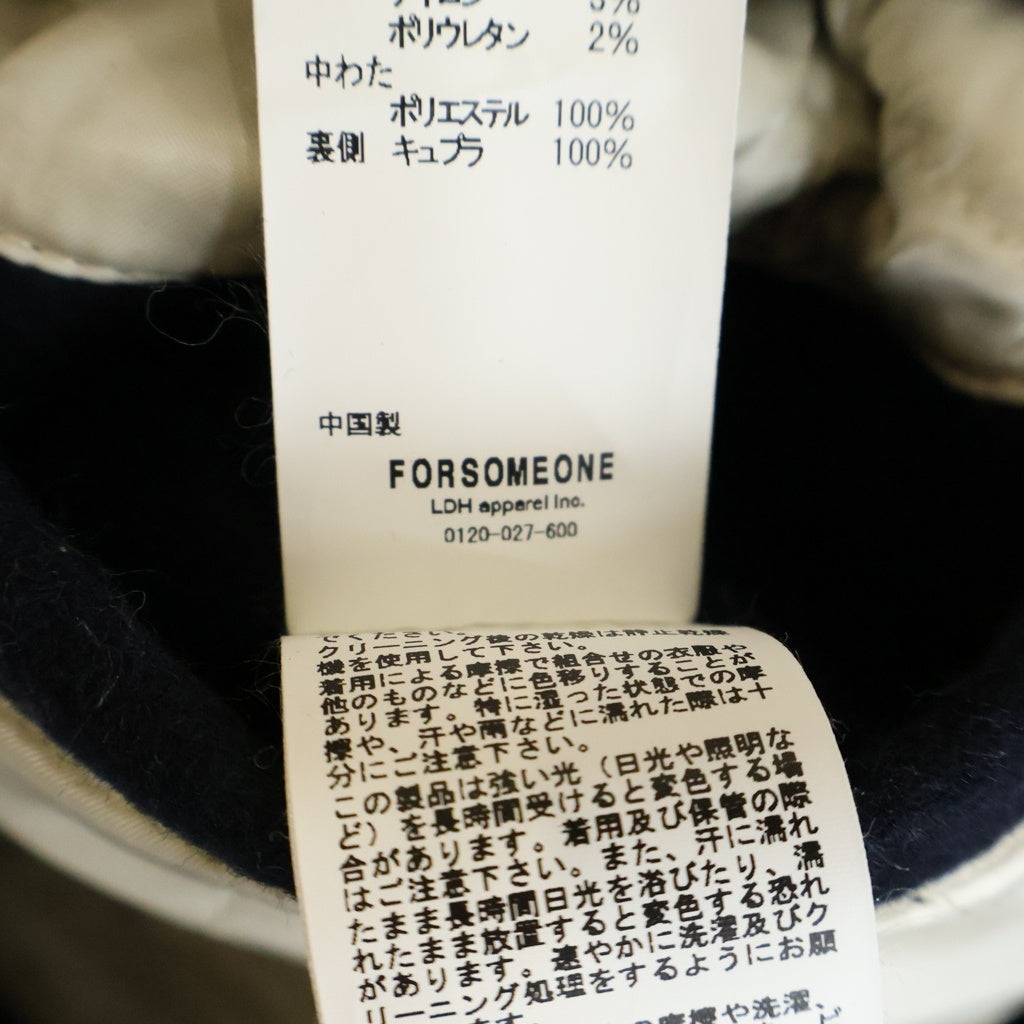 FORSOMEONE(フォーサムワン) スタジャン 袖レザー ウール 裏地ナイロン ネイビー 78000612